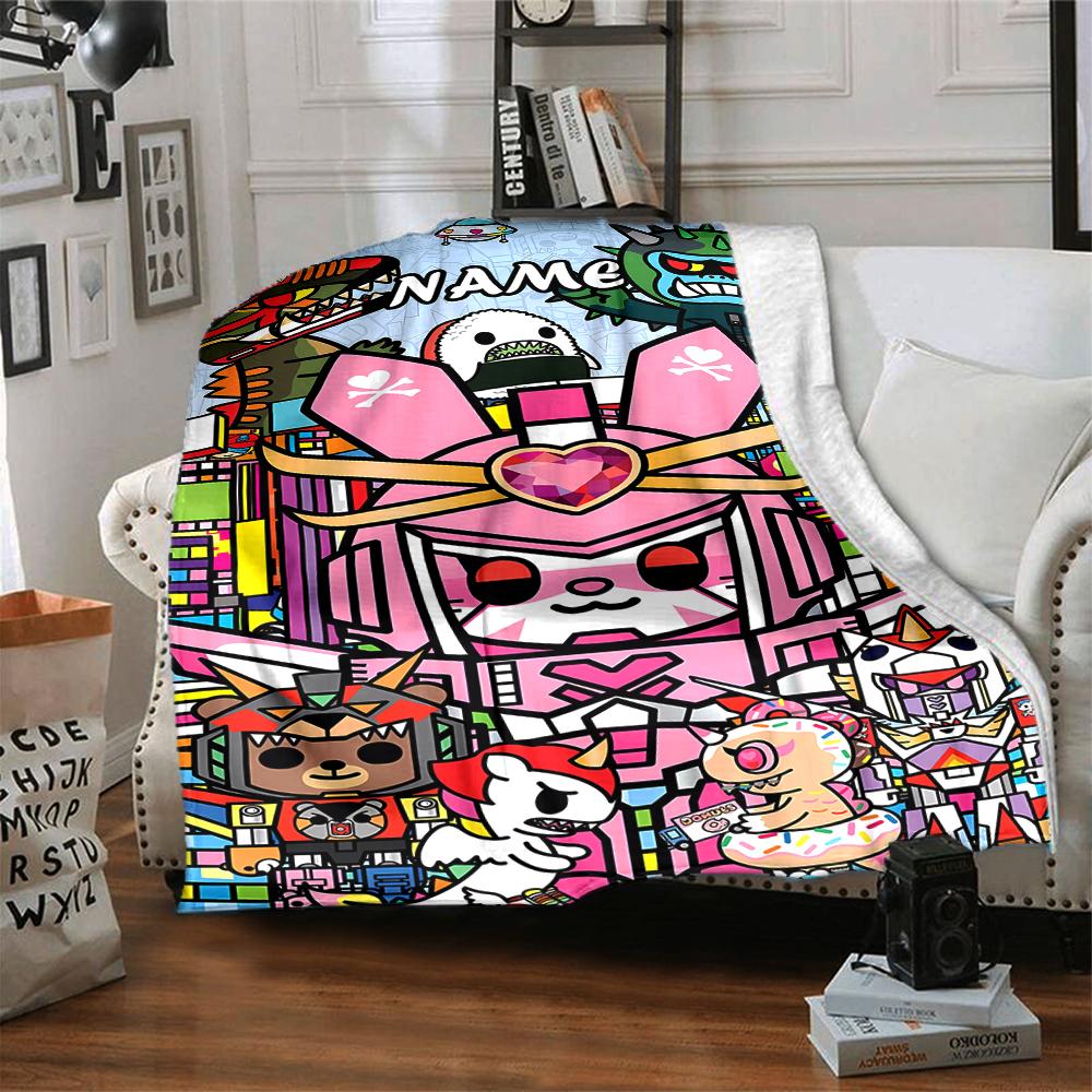 Custom Name Tokidoki Theme Printed Blanket - Perfect for Couch, Bed, Travel & Outdoor Use | Machine Washable, Cozy & Durable.