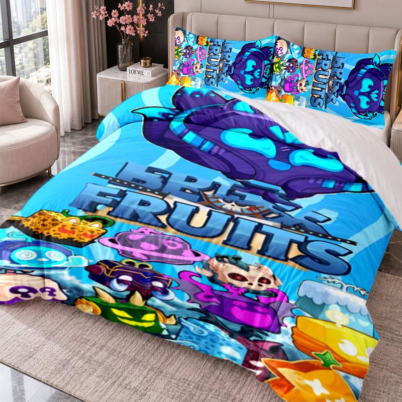 Blox Fruits 3Pcs Bedding Set Duvet Cover With Two Pillowcases For Bedroom Home Decoration