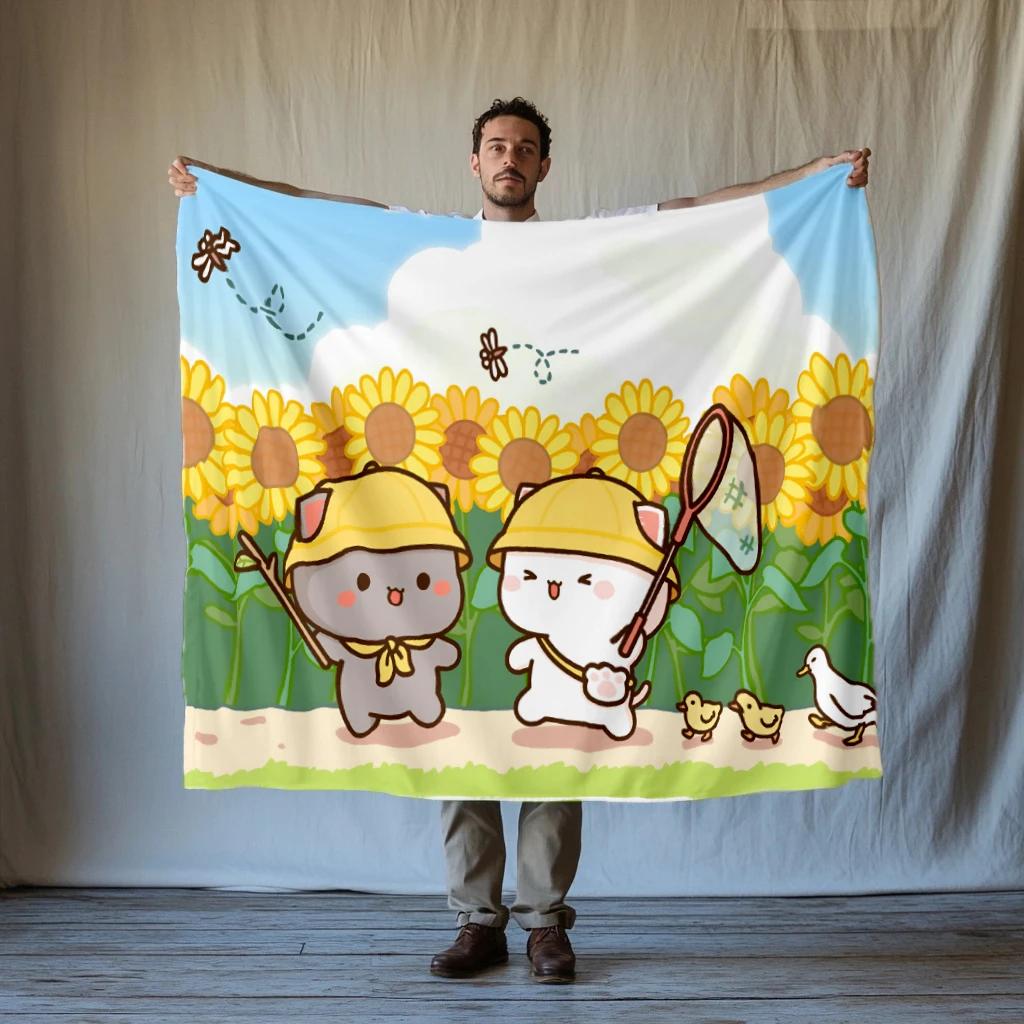 Lovely Cat Cartoon Thin Blanket Home Textile Flannel Soft Warm Throw Blanket Bedding Sofa Cover for sweethearts Kids Gift