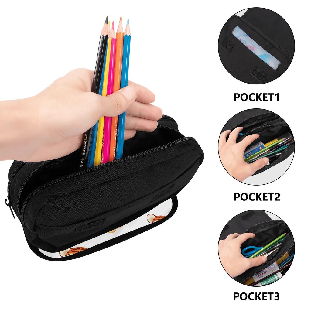 Pencil Case High Capacity Zipper Closure 300D Polyester with Two Compartments for Pens Ruler Scissors Earphones for Boys Girls
