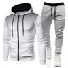 Herren 2-teiliges Trainingsanzug-Set mit Kapuzenjacke und Jogginghose