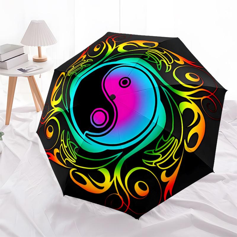 1pc YinYang Symbol Automatic Folding Umbrella - Portable Collapsible 8-Rib Umbrella for All Seasons yy251119165