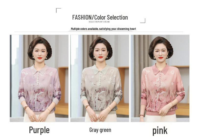 2026 Spring/Autumn Stylish Age-Reducing Top for Middle-Aged Women: New Style Autumn Clothing for a Chic Look