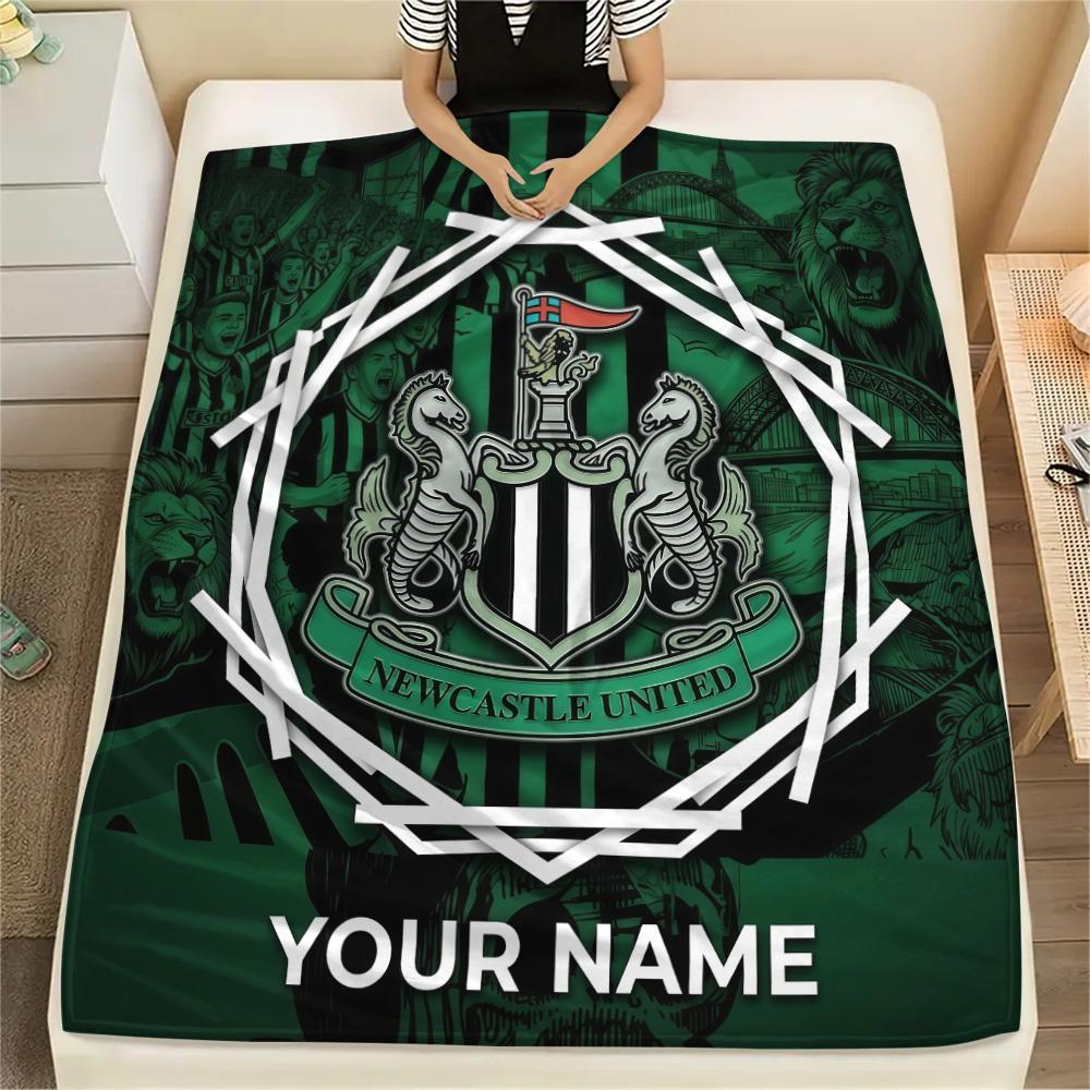 Custom Name Newcastle United Flannel Blanket, High Quality Comfortable for All Seasons, Home Decor, Warmth and Comfort