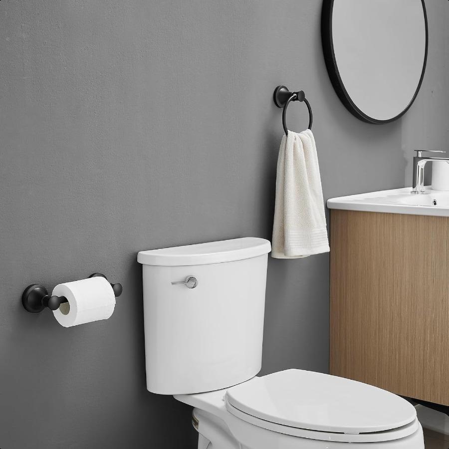 

RUMOSE Держатель для туалетной бумаги и кольцо для полотенца для рук Матовый черный Настенный Аксессуары для ванной комнаты Набор из 2 шт. Гибкий поворотный То United States