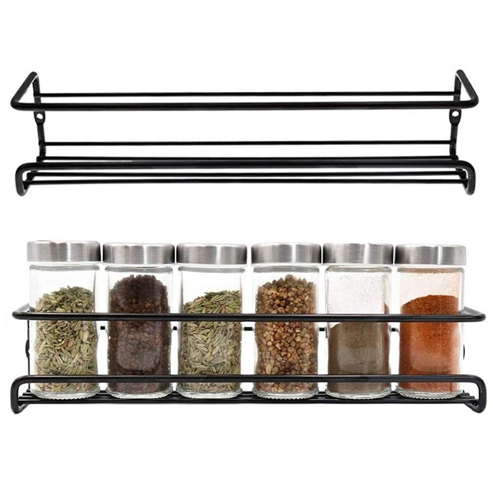 Single Layer Wall-Mounted Seasoning Shelf Carbon Steel Hanging Racks  Restaurant