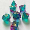 7pcs Game Dice Set Double Color Golden Number Typeface Polyhedral Dice for Table Game