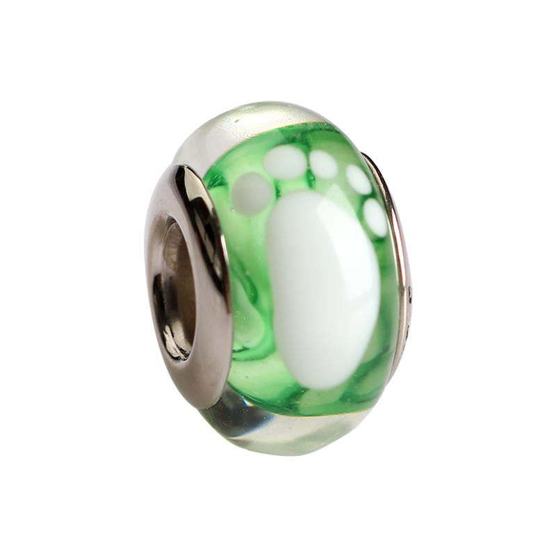 Original Copper Murano Glass Charm Colorful Footprint Cute Cat Claw Charm For Necklace Bracelet Diy Women Jewelry