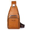 WEIXIER Bolso Bandolera de Cuero para Hombre Crossbody Hombro Pecho Impermeable Casual Mochila de Día para Viajes Deportes al Aire Libre