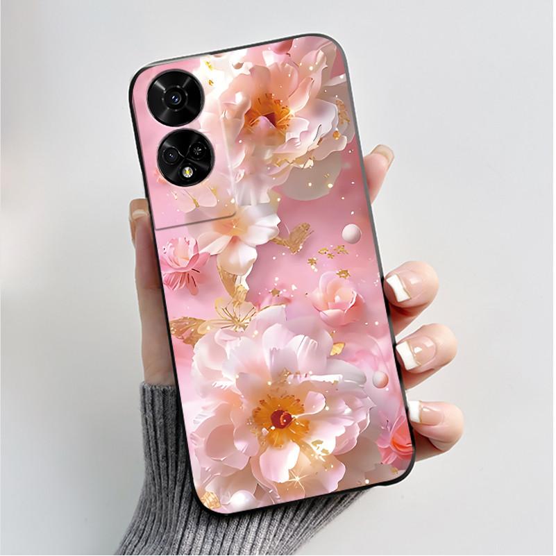 Printing Pattern Case For TCL 50 5G/TCL 50 XE Nxtpaper 5G/TCL 50XE 5G Soft Silicone Black Shell Cover Cute Flower Cartoon Casing