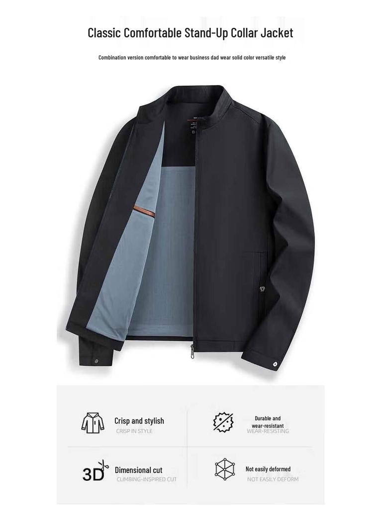 ROMON Men's Spring/Autumn Short Stand-Up Collar Business Jacket