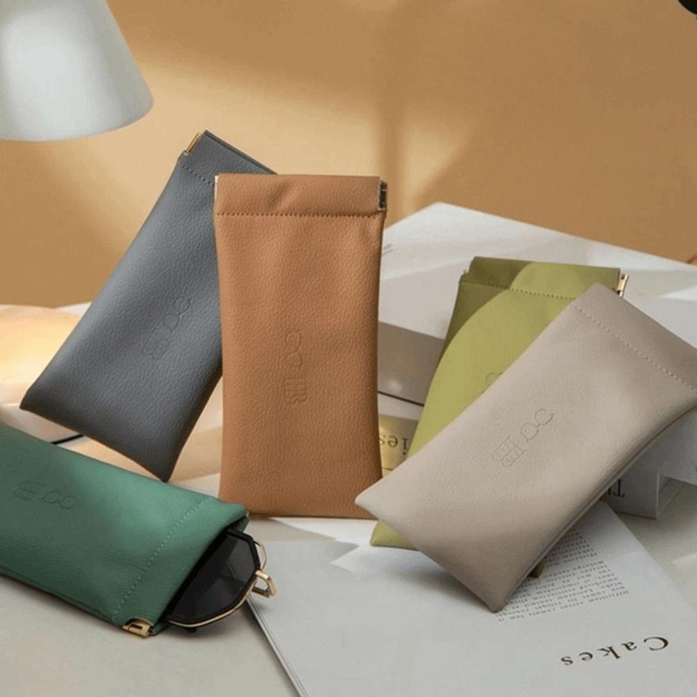 Closing Makeup Bag Sunglasses Pouch Eye Glasses Holder Eyewear Protector Case Leather Glasses Case