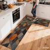 1Pcs Anti Fatigue Kitchen Rugs Geometric Rust Print Waterproof Non Slip Thick Cushioned Mat