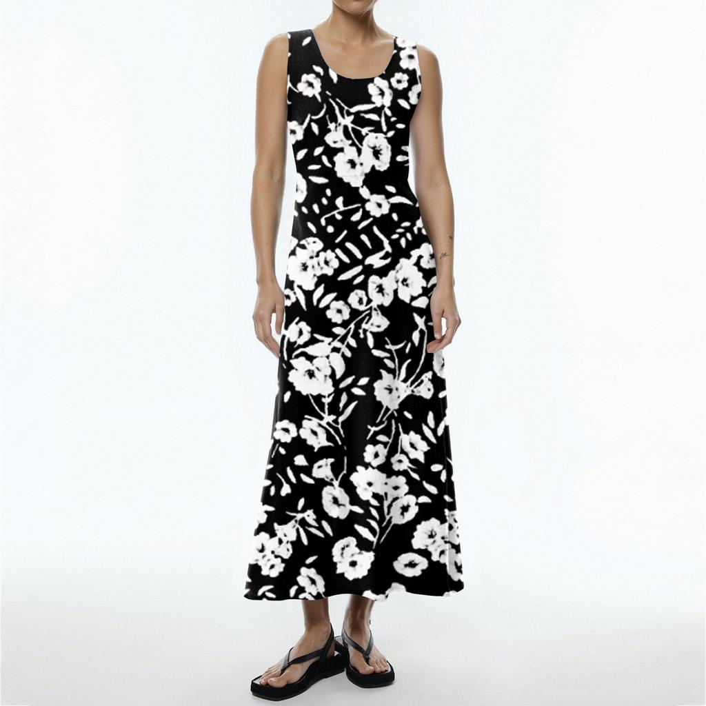 Women's Fashion Casual Colour Sleeveless Cotton Linen Pocket Dress