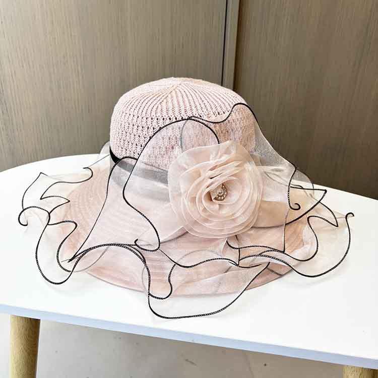 Summer eaves organza flower pot hat women's elegant temperament sunshade sunscreen hat fashion travel beach hat