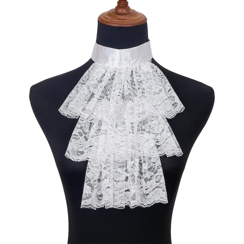 Elegant Costume Collar Ruffled Lace Jabot Neck Collar for Cosplay Costume Collar