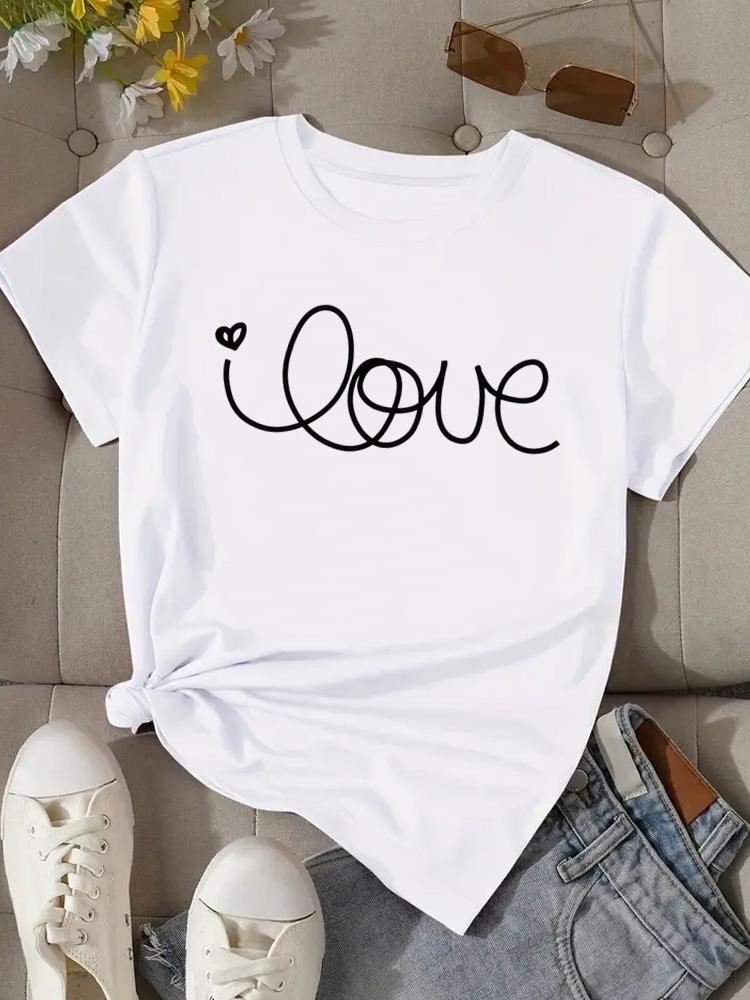 3(Asian Size) Print Fashion Female Tee Top Women Clothing T Shirt Flower Watercolor Cute Woman Short Sleeve Graphic T-shirts