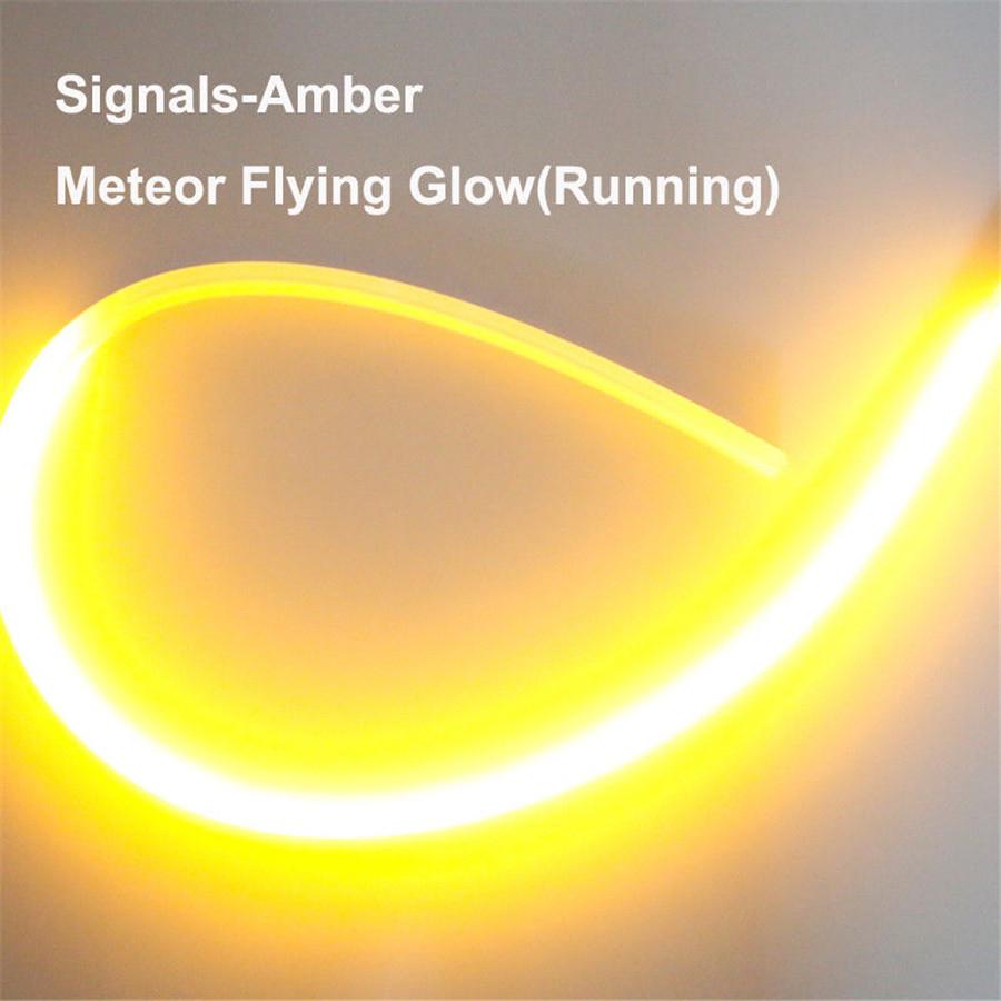 2X RGB APP 45CM Slim Flexible LED DRL Daytime Running Strip Light For Headlight