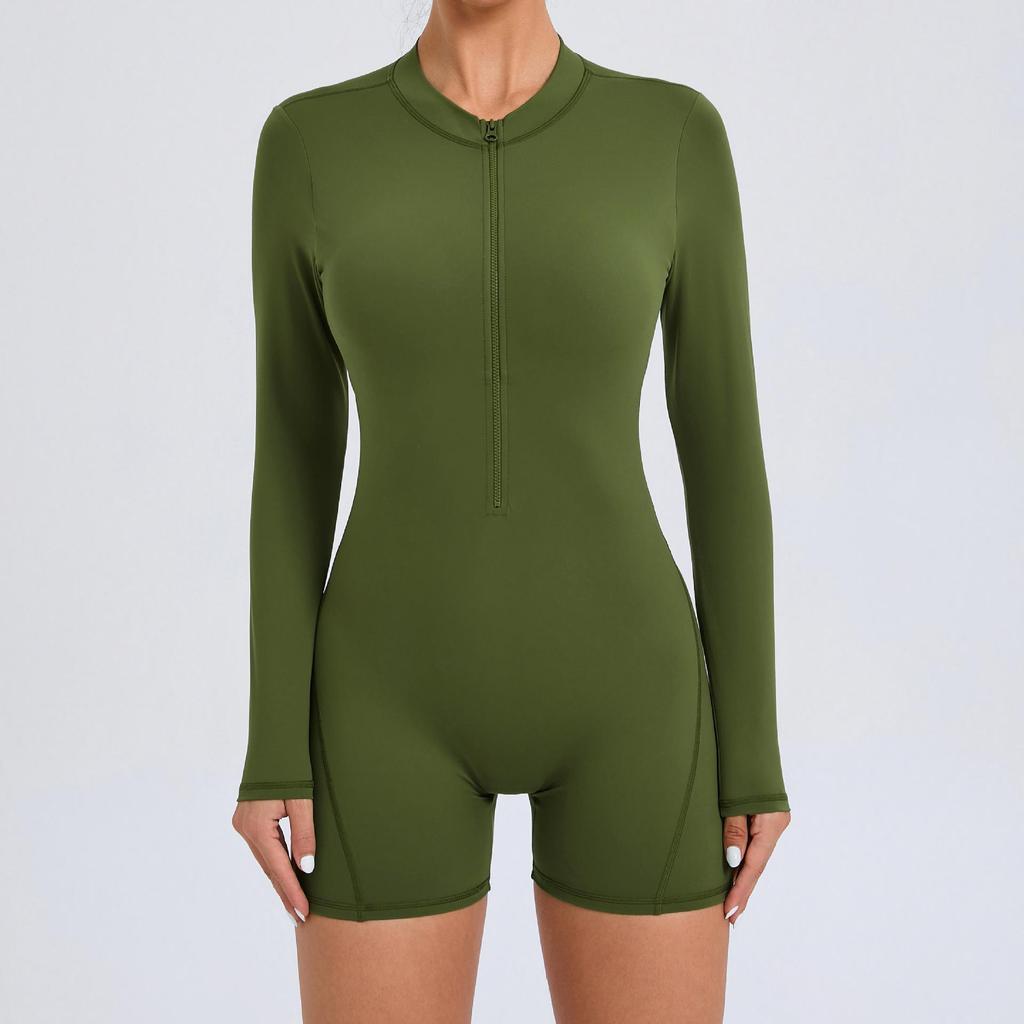 Chic One-Piece Zip Jumpsuit - Long-Sleeve, Backless Yoga Outfit & Sexy Fitness Wear