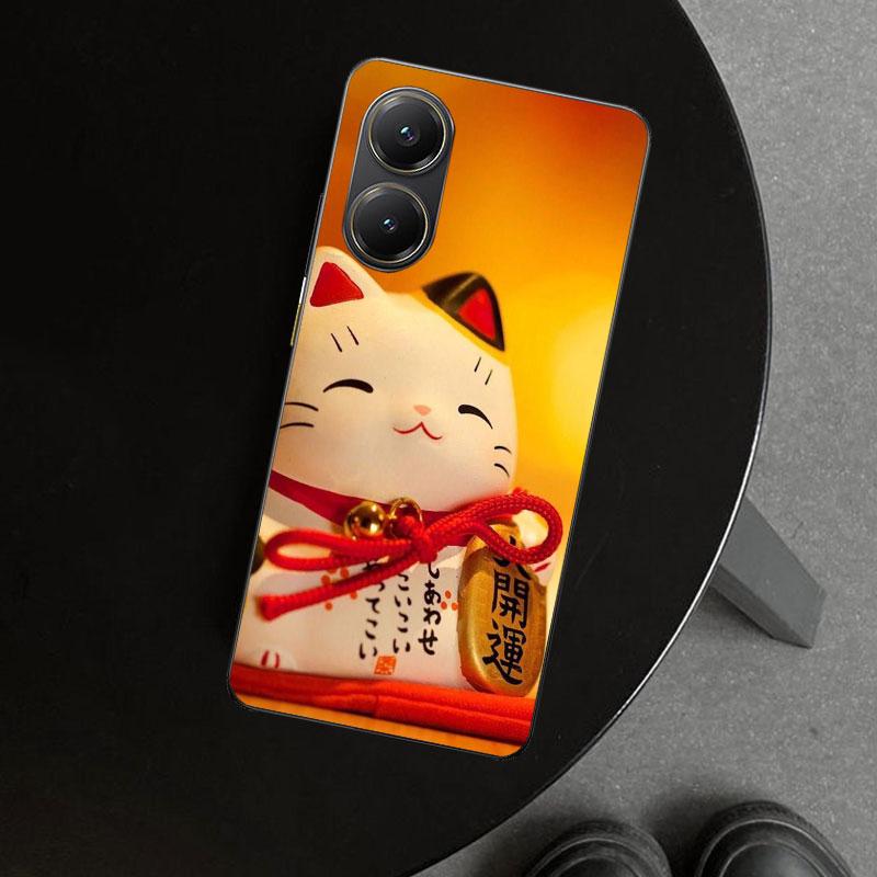 Lucky Cat Maneki Neko Japanese Phone Case Cover for Xiaomi Poco X6 X5 X7 Pro F7 Ultra Redmi 15C 15 13C 13 12C 12 10C 10 10A 9C 9