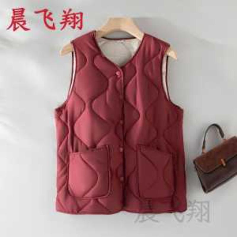 

Новий осінньо-зимовий легкий теплий бавовняний вільний великий розмір потовщений жилет середнього віку для людей похилого віку XXL червоний