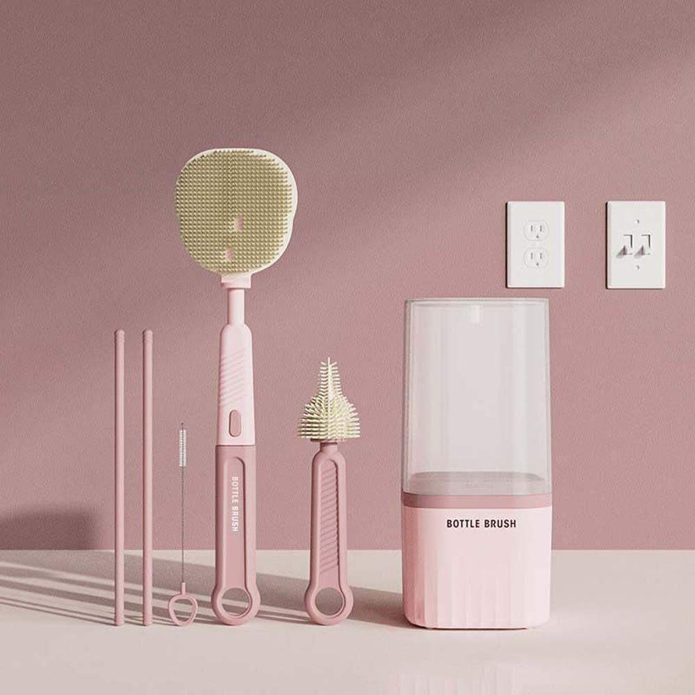 Multifunktionales Flaschenreinigungsbürsten-Set ABS Anti-Verlust Schnuller Strohhalm Schrubber TPR Pipettenbürste Baby-Saugerbürsten-Set
