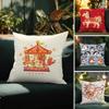 Festive Cartoon Chinese Dragon Print Pillow Case Comfort Sofa Bed Silky Elegant Invisible Zipper Decorative Cushion Cover