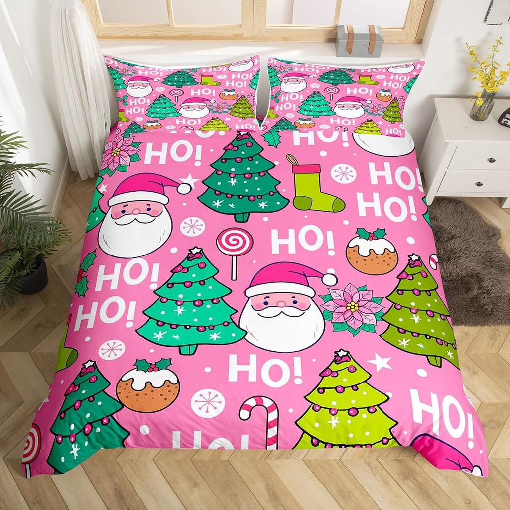 Happy New Year Xmas Duvet Cover 3 Piece Snowman Bedding Set Winter Themed Comforter Cover Merry Christmas Themed Bedspread Cover