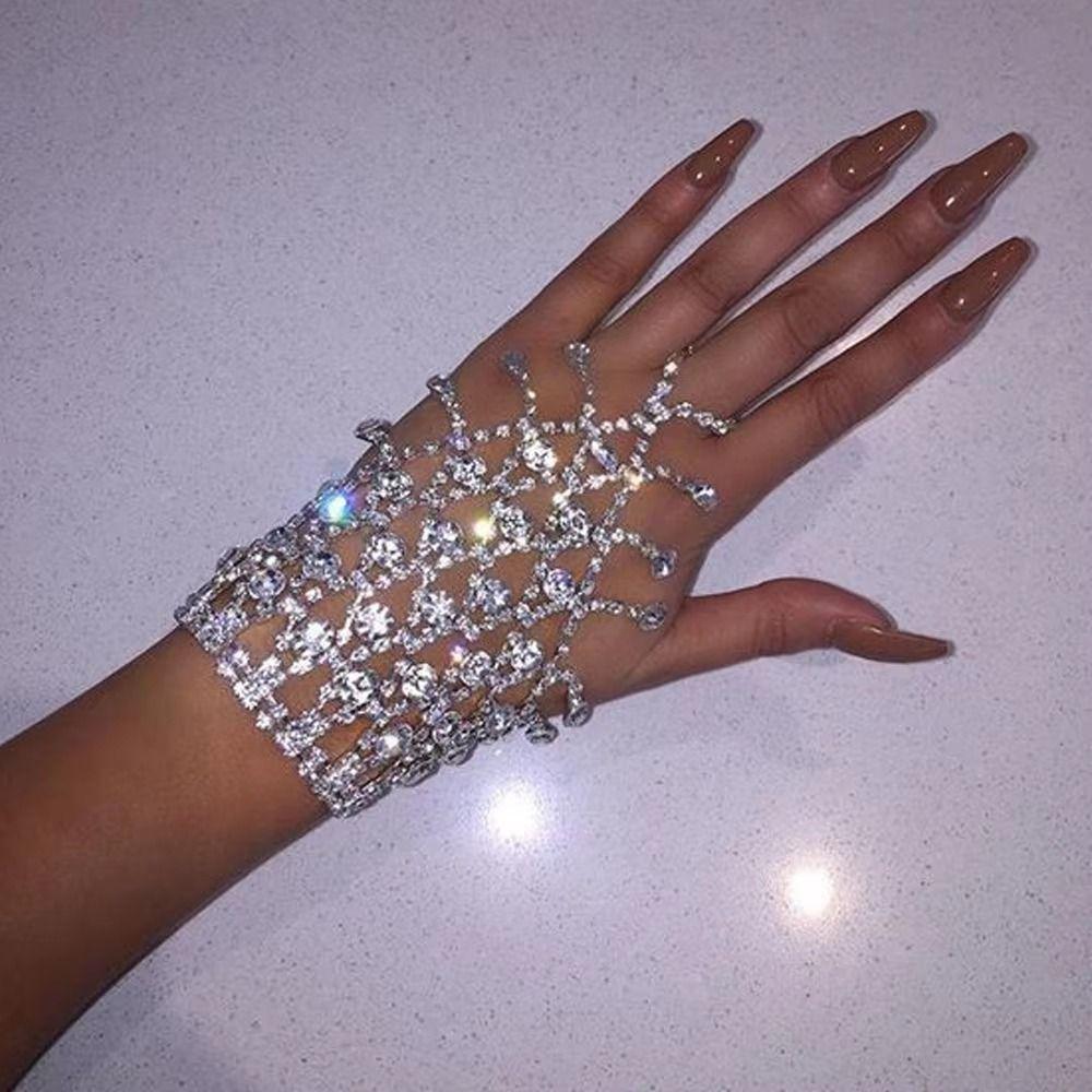 Trendy Tassel Bracelet Creative Finger Bangle Bracelet Hand Crystal Bracelet Chain  Beach Party