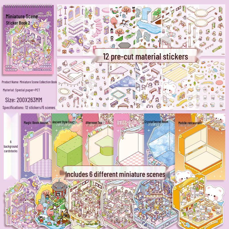 Grande Libro da Collezione di Adesivi con Scena in Miniatura Stratificata 3D