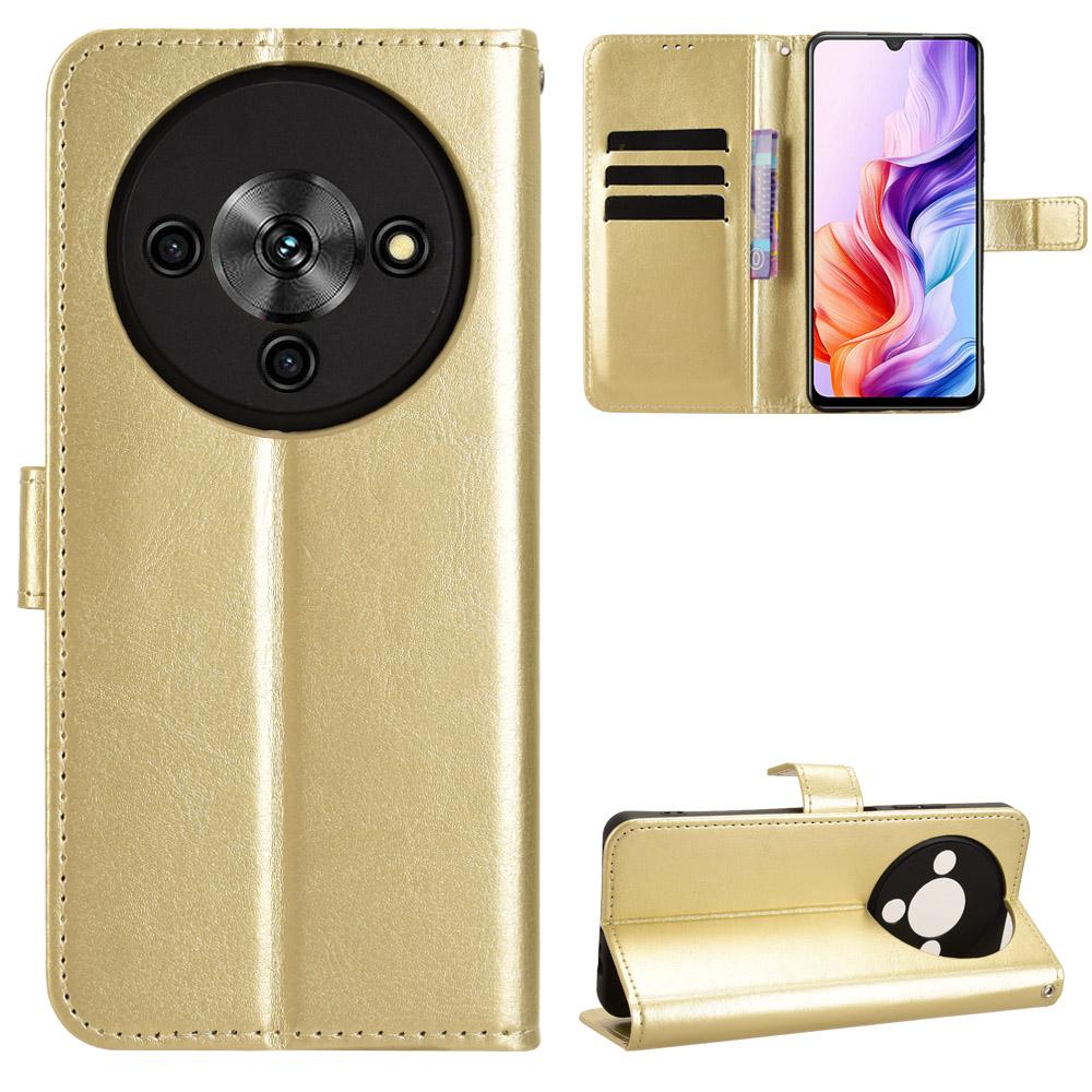 For ZTE Blade A76 5G PU Leather Case with Strap Crazy Horse Texture Phone Wallet Cover