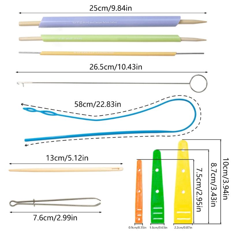 Stoffschlauchwender-Set Schnelle Stoffschlauchwender Kordeldurchzieher, Nahttrenner, Nähfingerhut Fingerschutz