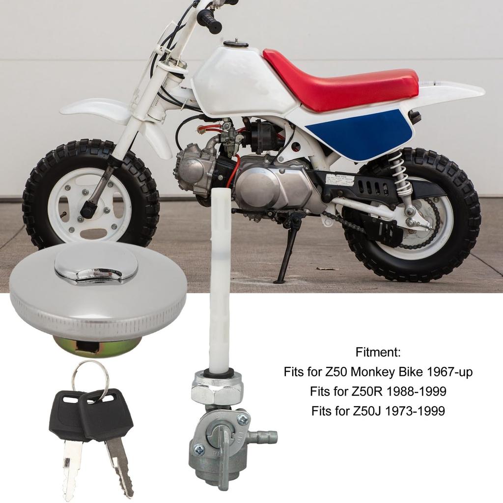 Gas Fuel Tank Cap with Key,Good Sealing,Safety,Convenient and Durable Metal and ABS,Easy Installation for Z50 Monkey Bike Z50R Z50J