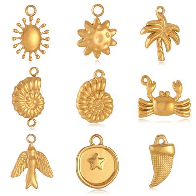 3 Bucăți Pandantive Ocean Plajă Scoici/Crab/Copac de Cocos Farmece Oțel Inoxidabil Farmec Animal Marin DIY Colier Bijuterii Fabricare