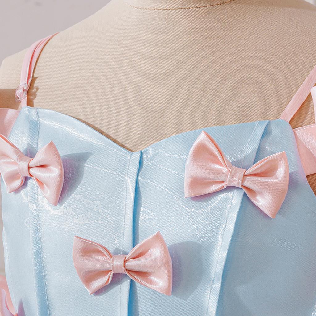 Flower Girl Princess Dress For Weddings Summer Kid Formal Bow Long Gown For School Evening Party Children New Year Cloth LP656