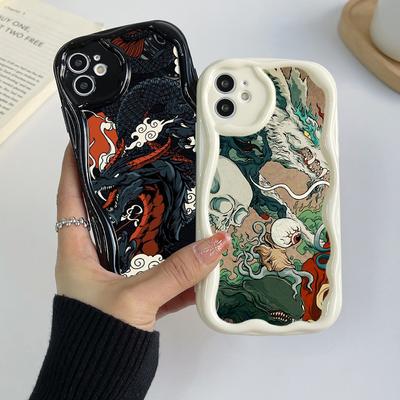 Custodie Samsung Galaxy A24 A14 A13 A53 Xiaomi Poco X5 M6 Pro 5G Redmi 13C 12C Huawei Honor 90 Lite A33 Drago design esclusivo modello Crema Custodia morbida