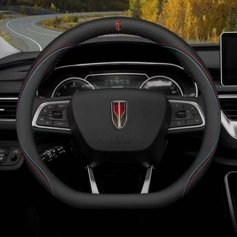 Genuine Leather & Suede Carbon Fiber Steering Wheel Cover for Hongqi H5/H9/EQM5/H7/EHS9