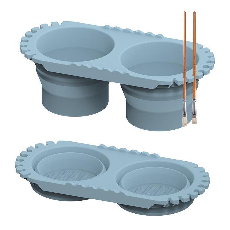 1Pz Secchio Pieghevole Portatile in Silicone per Studenti d'Arte, Secchiello per Acquerelli e Pittura, Secchiello Multifunzione per Lavaggio Pennelli