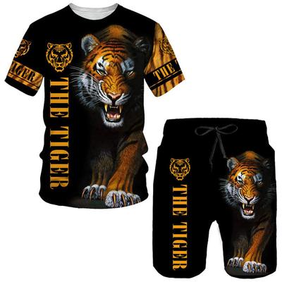 Cool The Tiger 3D Print T-Shir Shorts Suit Summer Casual O Neck Short Sleeved Tees Men Women Sportswear Two Piece Set Tracksuit