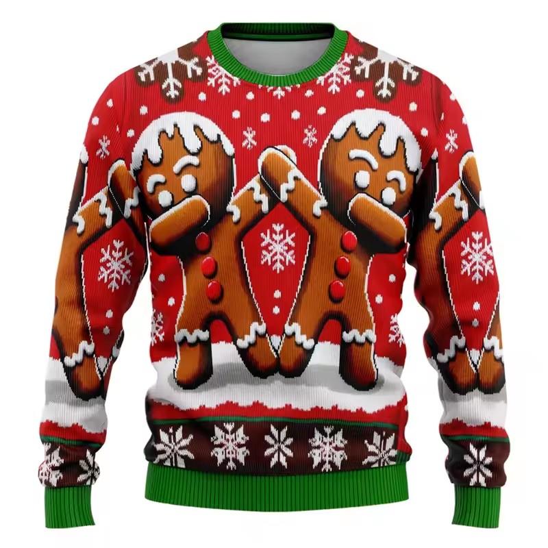 Fashion Ugly Christmas Sweater Funny Xmas Graphic Sweatshirt Santa Claus Cosplay Pullovers Boy Crewneck Polyester Tracksuit