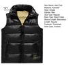 Men Thermal Vest Coat Stand Collar Sleeveless Zipper Closure Waistcoat with Pockets Design Golden Letter Print Vest Coat