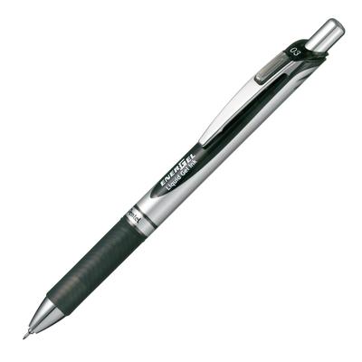 Pentel Ballpoint Pen Gel Ink EnerGel Knock Type 0.3mm Silver Barrel BLN73-A Black