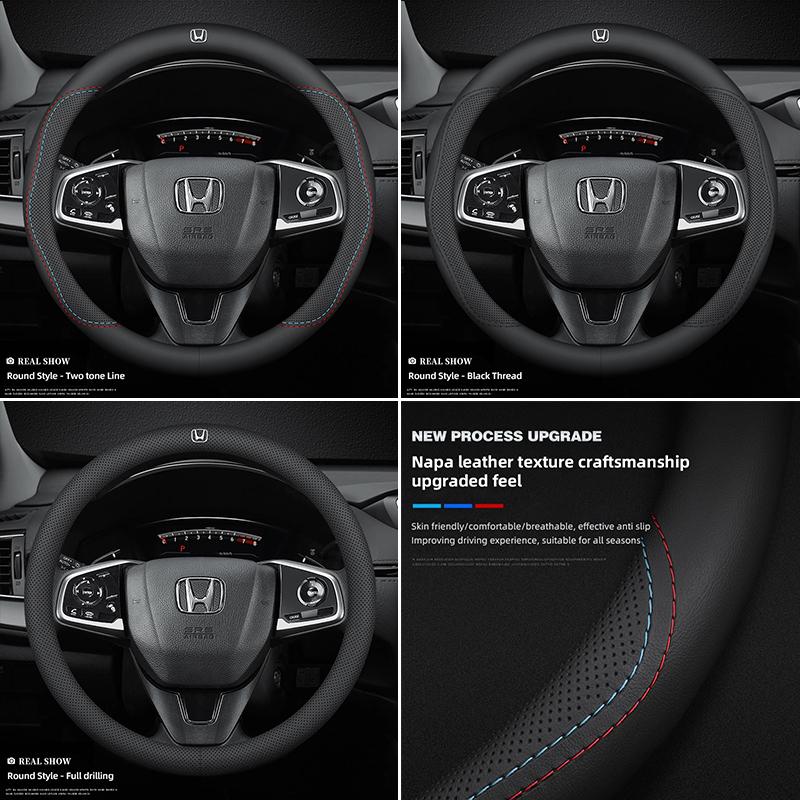 Breathable Leather Car Steering Wheel Cover Auto Accessories For Honda civic accord fit jazz pilot CRV odyssey passport city HRV