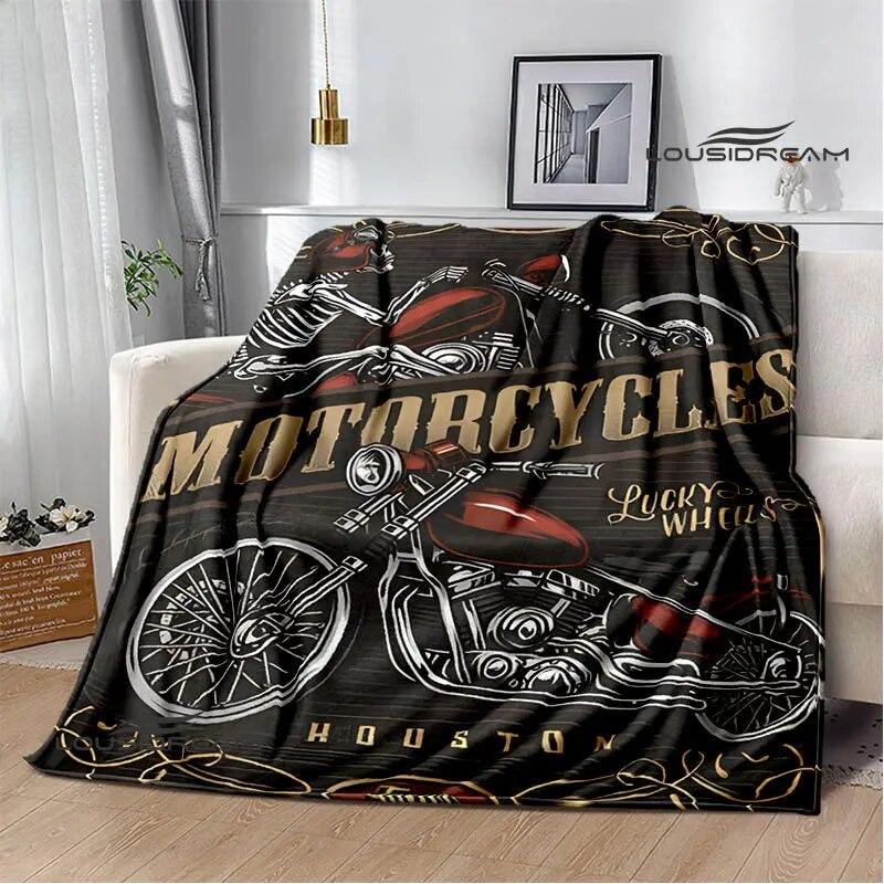 Motorcycle Retro Printing Blanket Flange Warm Blanket Soft and Comfortable Blanket Picnic Blanket Bed Linings Birthday Gift