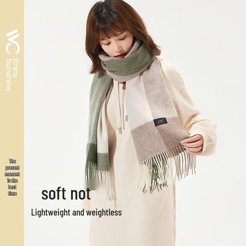 VVC Women's Winter Plaid Wool Scarf & Shawl