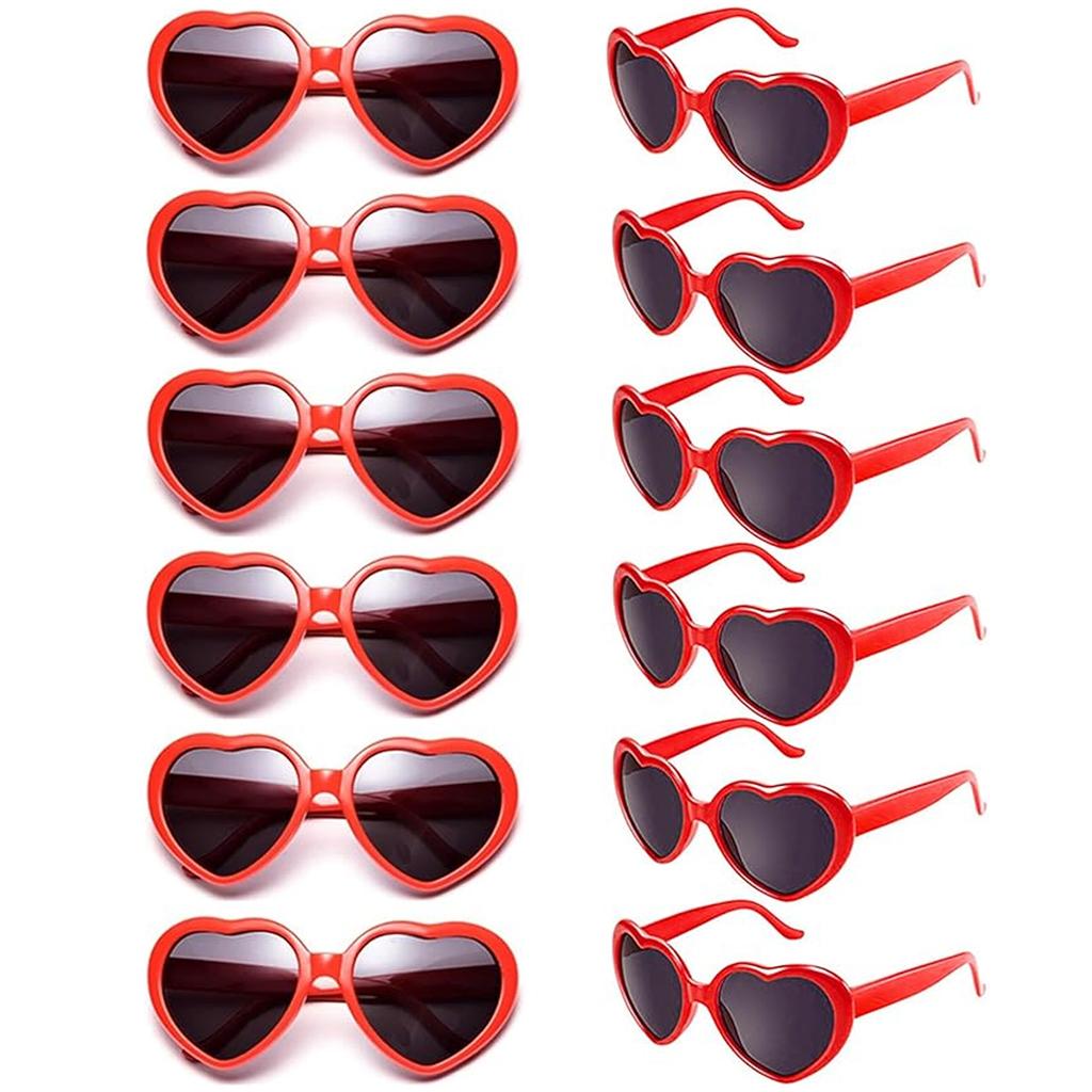 12er Pack Neonfarben Herzform Partygeschenke Sonnenbrillen Unisex Halloween- und Weihnachts-Requisiten