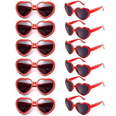 12 Pack Neon Colors Heart Shape Party Favors Sunglasses Unisex  Halloween And Christmas Props