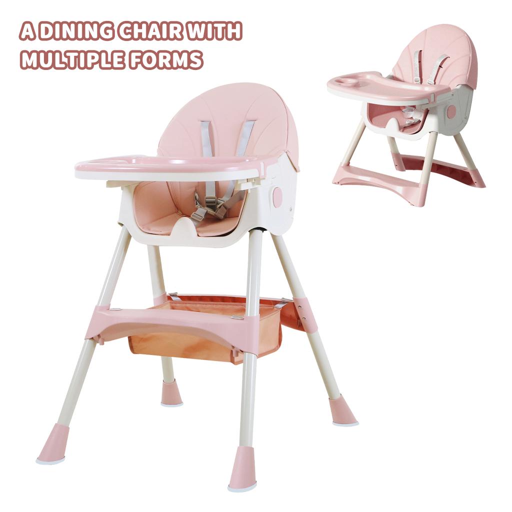 Foldable Baby High Chair, Feeding Chair, Table and Chair, Children's High Chair, Removable Double-layer Tray