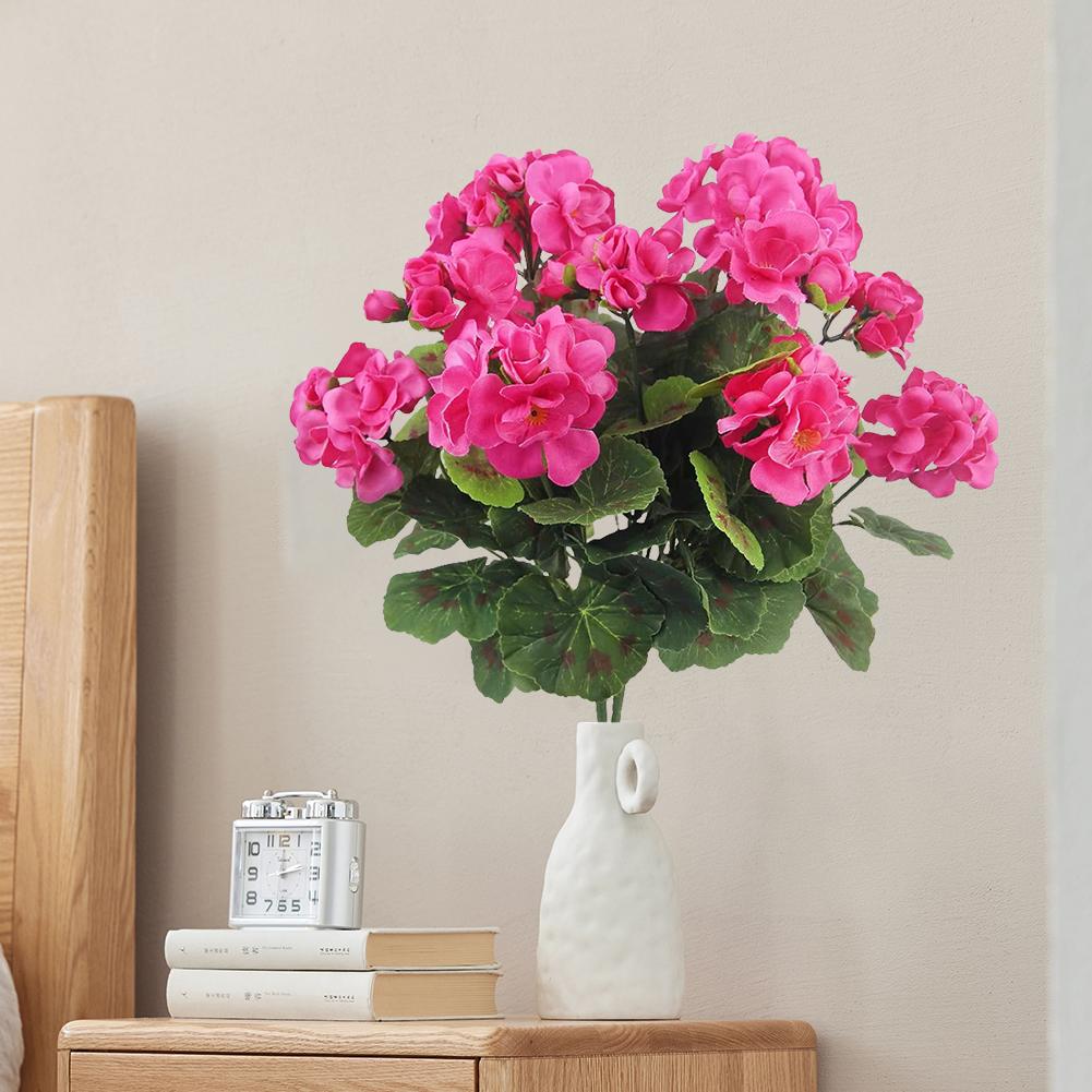 2 Pcs 12.6inch Artificial Geraniums Flowers Nonwoven Faux Geranium Floral Bushes No Upkeep Required Indoor Home Decor