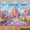 2D Plane Candy Castle Background Fabric - Double Rainbow Doughnut Theme - Wall Decoration - Multi-functional Celebration Items